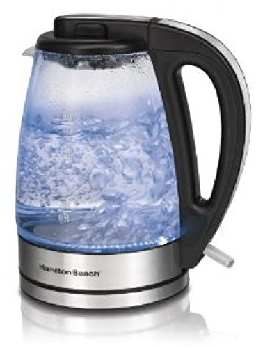 Hamilton Beach Vidrio Eléctrica De 1,7, Tetera Pequeño Electrodoméstico Cocina, Negro (Black), 1.7 Litros