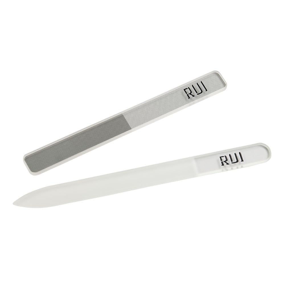 Rui Smiths CarbonConscious - Juego de lima de uñas de cristal y nano cristal para manicura brillante, reutilizable, con fundas protectoras
