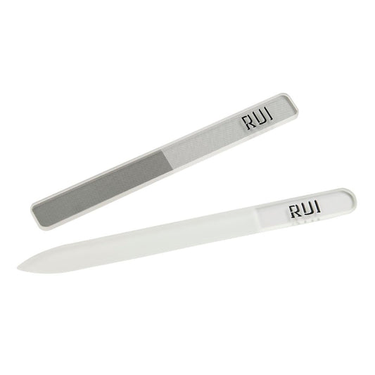 Rui Smiths CarbonConscious - Juego de lima de uñas de cristal y nano cristal para manicura brillante, reutilizable, con fundas protectoras