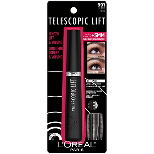 L'Oreal Paris Mascara de pestañas Telescopic Lift Lavable, Negro, 10 ml