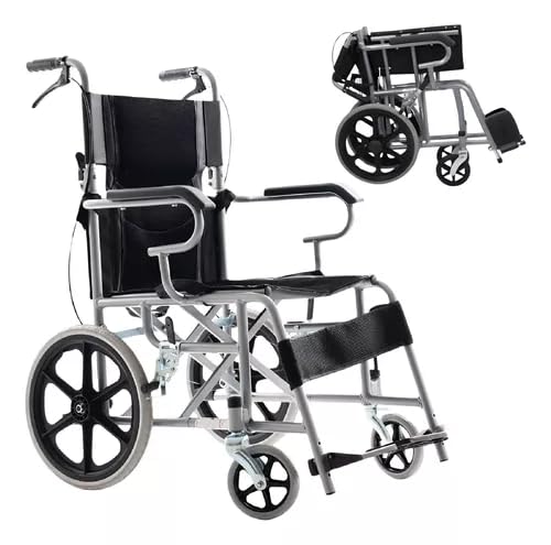 Silla de Ruedas Plegable Compacta Ligera para Adultos y Personas Mayores