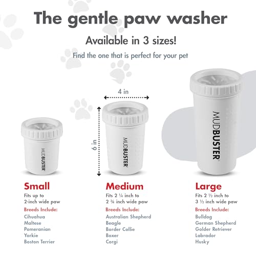 Dexas MudBuster - Limpiador portátil para Patas de Perro, Mediano, Blanco Brillante, edición Especial