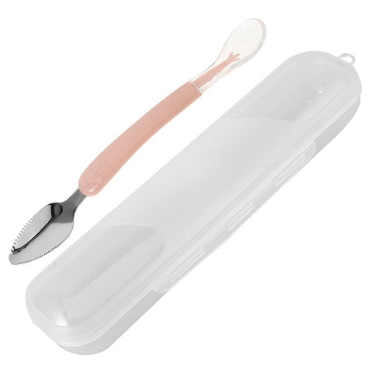 Cuchara De Silicona Para BebéS Con Doble FuncióN, Raspador De Frutas Y Puré, Incluye Caja De Almacenamiento, PortáTil Y Ligera, Ideal Para Preparar Comida Infantil
