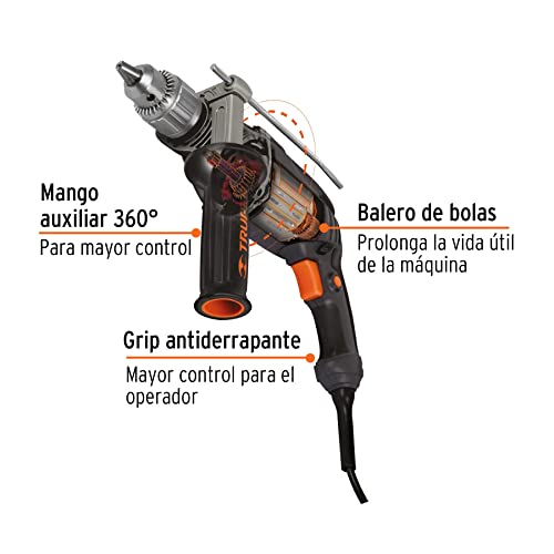 Truper TAL-1/2N, Taladro 1/2" 700 W con velocidad variable reversible 127 V / 60 Hz