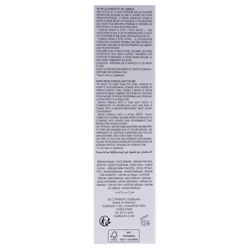 Guerlain Abeille Royale Double R Renewing Serum - Repair and Anti-Aging Formula for Women - 1.7 oz Serun - Natural Ingredients for Youthful Skin