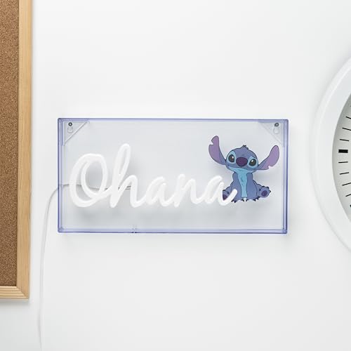 Lámpara LED Paladone Azul Stitch Ohana Oficial Disney Decoración Coleccionable 30 cm