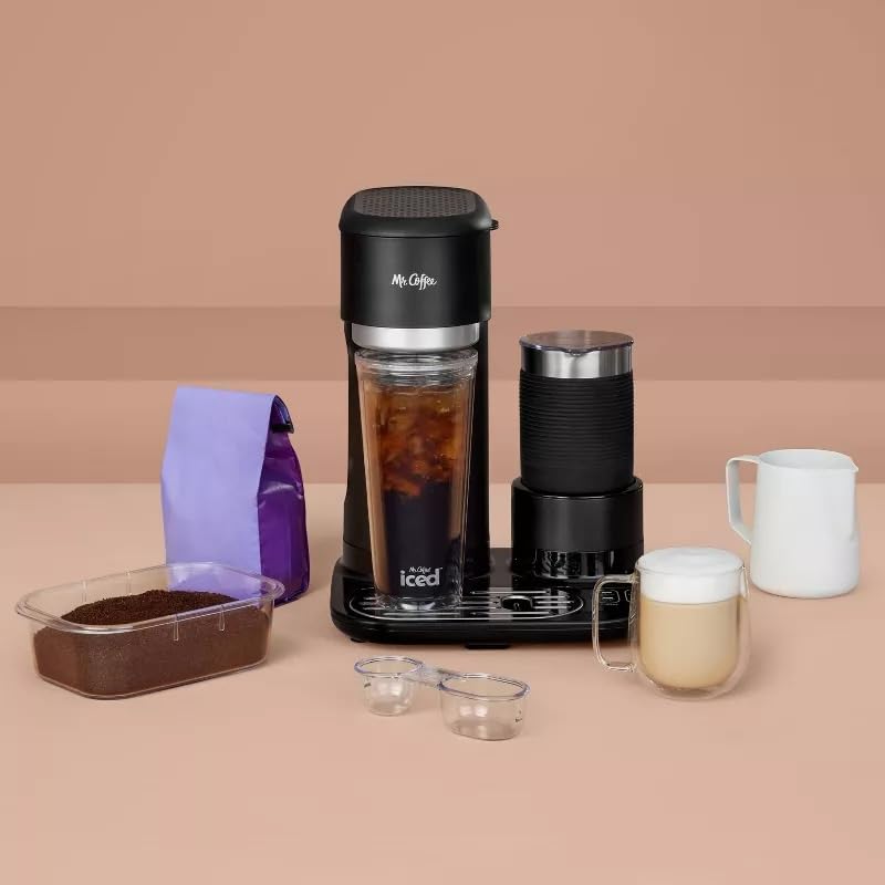 Cafetera Mr. Coffee Negra 4 en 1 con Espumador y Vaso