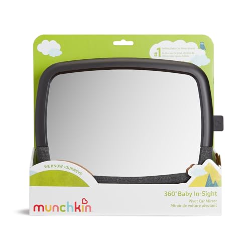 Munchkin - Espejo de coche para asiento trasero de coche, pivote 360 para bebé, espejo de coche ajustable, color negro