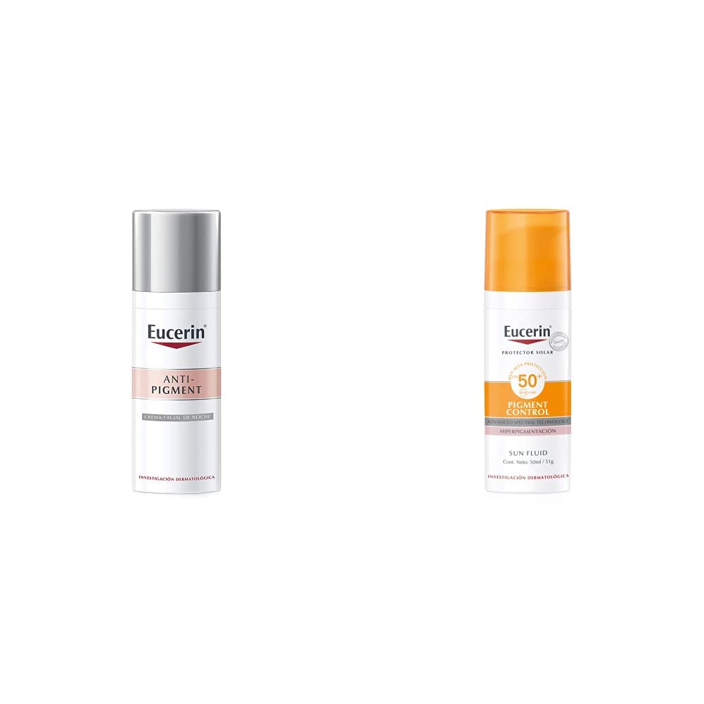 Eucerin Crema facial hidratante noche anti manchas Anti Pigment 50ml + Protector solar facial anti manchas FPS 50 + Anti Pigment Sun 50ml