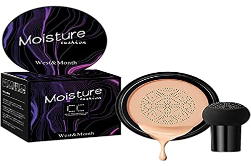 qwertyui Base de Maquillaje Air Cushion CC Cream Mushroomhead - Base de Maquillaje hidratante BB Cream Cobertura Completa,Crema CC para Pieles maduras, aclara el Control de Aceite de Larga duración e