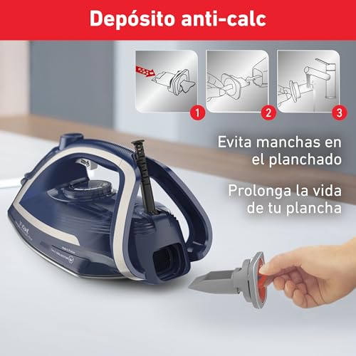 Plancha de Vapor T-fal Azul Suela de Cerámica y Recolector de Calcio Extraíble