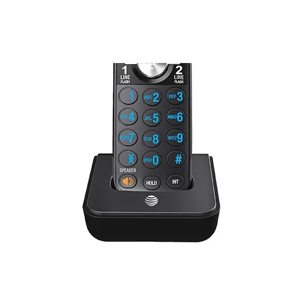 AT&T TL88102BK DECT 6.0 Teléfono inalámbrico expandible de 2 líneas con sistema de respuesta y identificación de llamadas dual/llamada en espera, 3 auriculares, negro