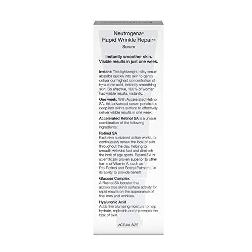 Neutrogena Rapid Wrinkle Repair Anti-Wrinkle Serum with Retinol, Hyaluronic Acid, and Glucose Complex Retinol Booster, 1 fl. oz