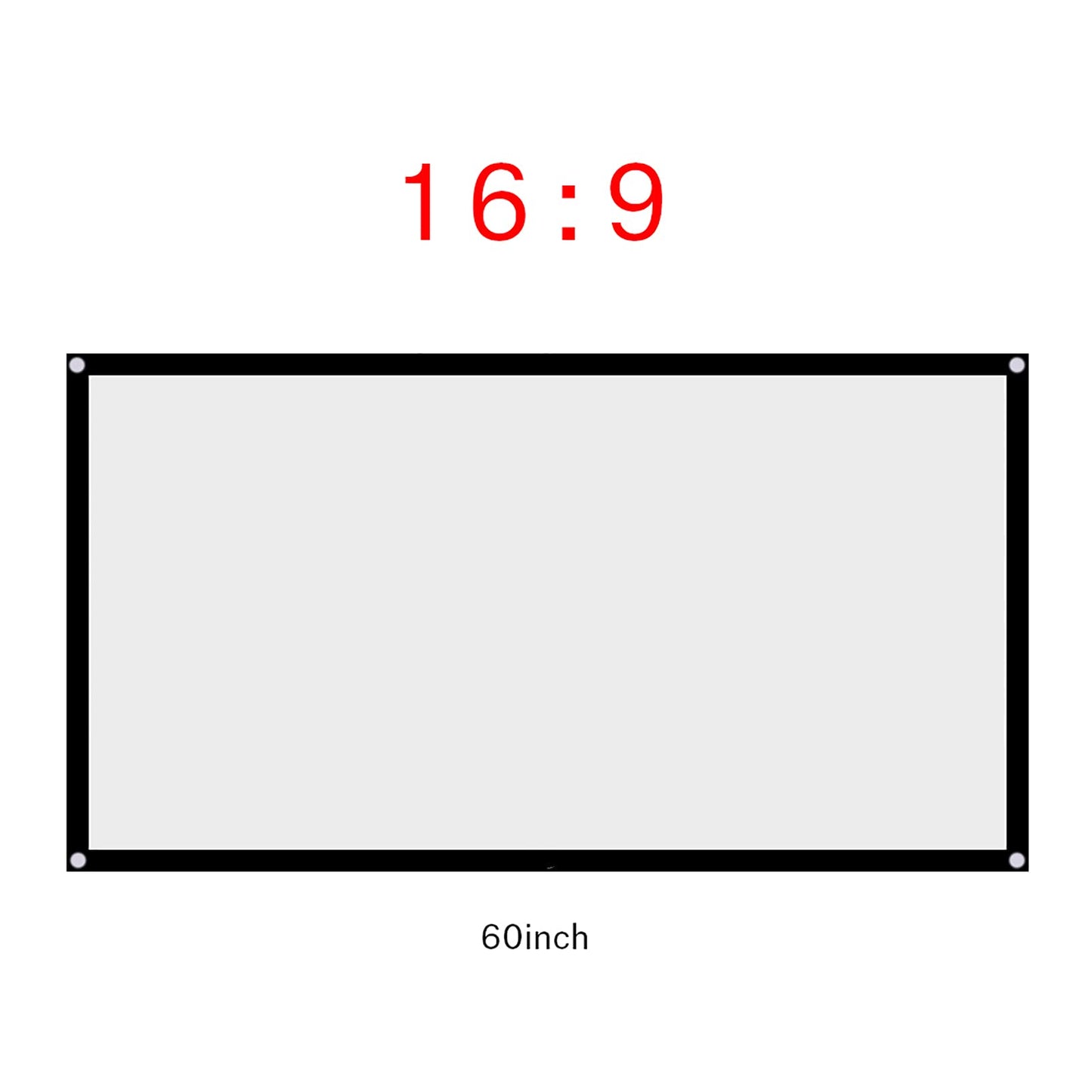 ASHATA Pantalla Portátil para, Tela para, Tejido Cortina para Proyección, Pantalla 16: 9 Plegable Tamaño Seleccionable para Cine en Casa Oficina(60 Inch)