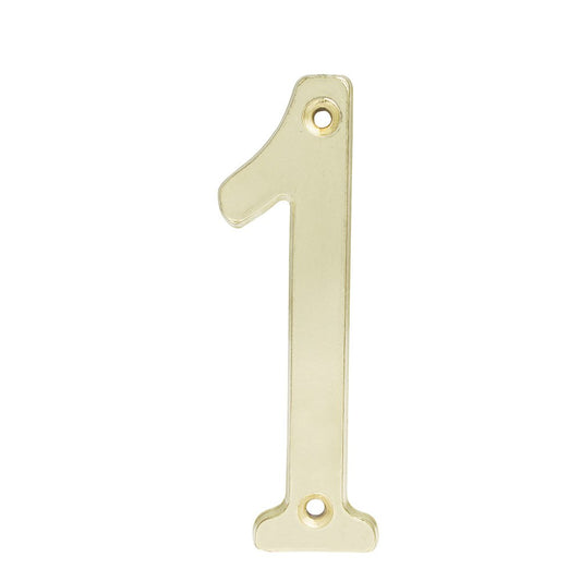 Lock L6801LB Número de Casa para Entrada, Número 1 Slim, Latón Brillante, 4"
