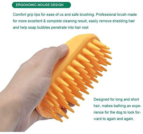 Cepillo de champú de silicona para mascotas para cabello largo y corto, mediano y grande, mascotas, perros, gatos, goma antideslizante para perros, gatos, mascotas, ratones, ducha, baño, cepillo de masaje (azul (nuevo))