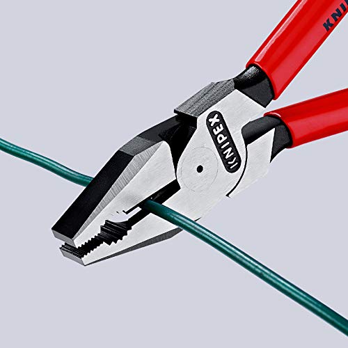 Knipex 02 02 225 Sb Alicate Universal para Trabajos Pesados Atramentado con Fundas en Dos Componentes, 225 mm, Negro