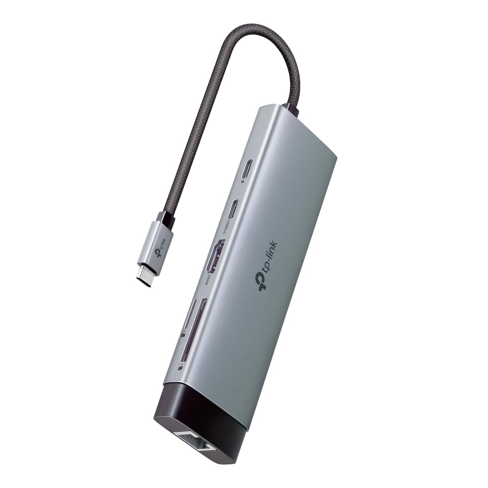 TP-Link Hub USB-C 9 en 1, HDMI 4K 60Hz, PD 100W, Ethernet Gigabit, SD/microSD, Puertos USB-C 5Gbps y 3× USB-A, Plug & Play, Compatible con MacOS, Windows, iOS, Android, ChromeOS (UH9120C)