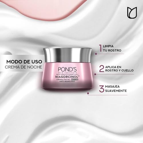 PONDS Crema Facial Antimanchas* Noche Bright Miracle Ultimate Clarity con Niasorcinol, uso de noche para una piel luminosa y tono uniforme 50 g