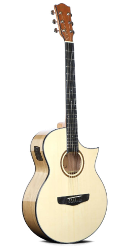 Deviser Guitarra Electroacústica L-610 Con funda, Alta Calidad