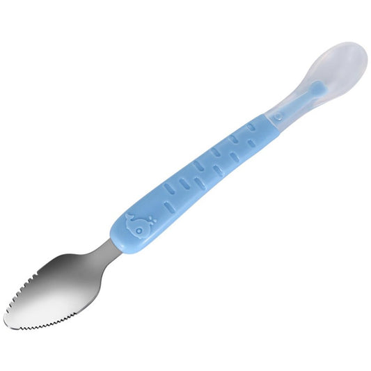 Hemoton Cuchara de cena de acero inoxidable 304, espátula de doble cabeza, cuchara de alimentación para bebés, espátula para bebés, cuchara complementaria para alimentos para bebés, cuchara para bebés