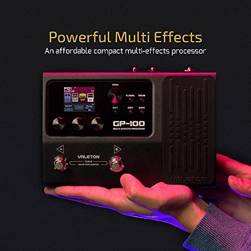 Pedal de Efectos de Guitarra VALETON Negro con 140 Efectos Integrados y 198 Presets para Hombre