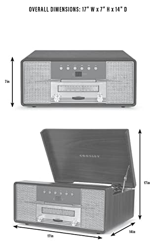 Crosley CR7016A-MA Rhapsody - Tocadiscos de 3 velocidades con Bluetooth, Radio Am/FM, Reproductor de CD y Entrada Auxiliar, Caoba