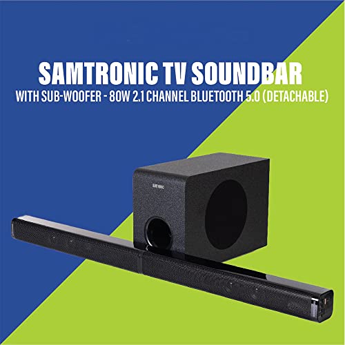 Barra de Sonido SAMTRONIC 2.1 Canales con Subwoofer Desmontable para TV de 37 Pulgadas y Juegos