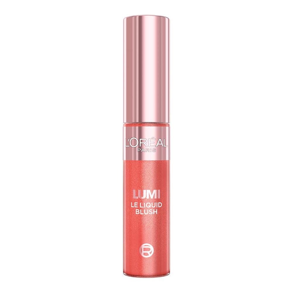 L'Oréal Paris Lumi Blush, rubor líquido para mejillas acabado glowy luminoso, tono Coral Glow,11ml