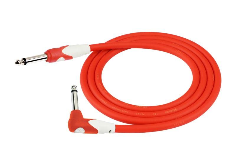 Cable para instrumento Kirlin profesional, 10 metros plug 1/4 escuadra, LGI202 colores (Rojo)