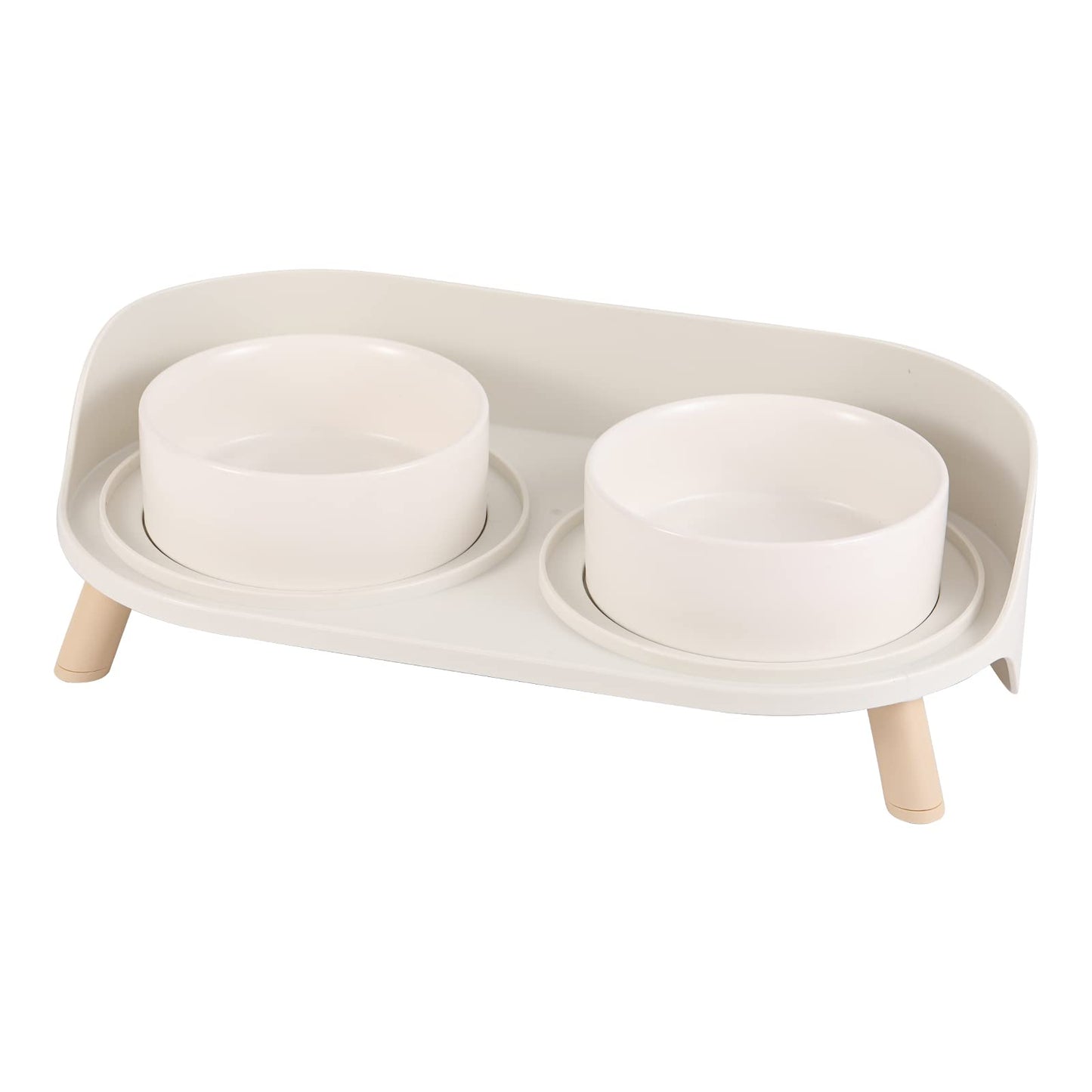 Comedero Gato - Comedero Perro Elevado - Comederos y Bebederos para Perros Pequeños | Gatos | Conejo - Doble Ceramica Cuenco Mascotas con Soporte Anti Salpicaduras 480 ml
