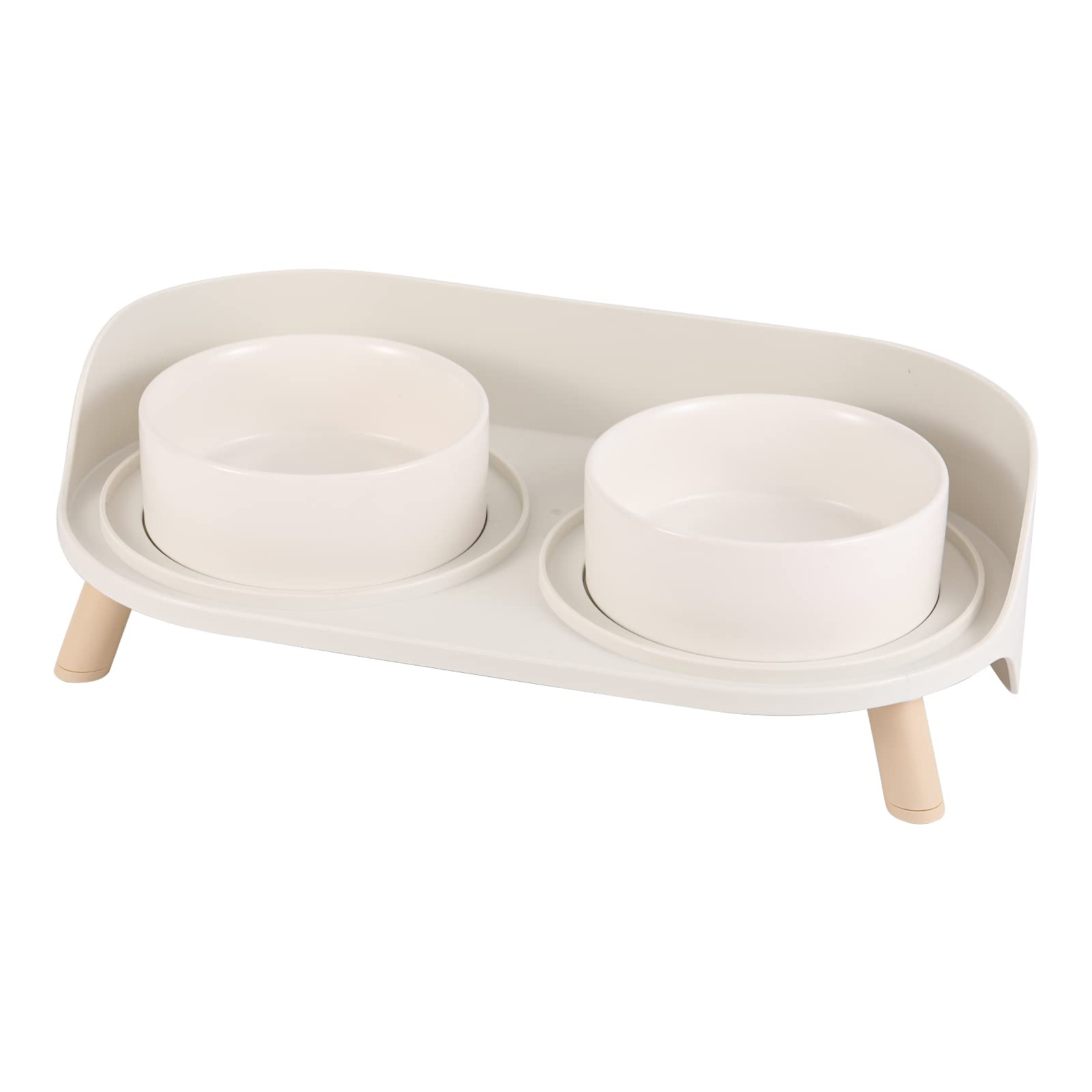 Comedero Gato - Comedero Perro Elevado - Comederos y Bebederos para Perros Pequeños | Gatos | Conejo - Doble Ceramica Cuenco Mascotas con Soporte Anti Salpicaduras 480 ml