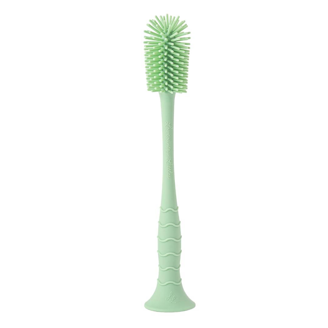 Lowcountry Littles - cepillo para polvo de silicona no tóxico para botella de grado médico de alta calidad, sin BPA y PFAS, base de ventosa, fácil de limpiar y apto para lavaplatos, diseño más alto
