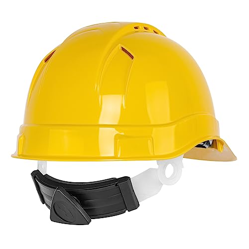Casco de Seguridad Truper Amarillo Ligero y Ventilado con Diseño Cómodo y Ajuste de Matraca