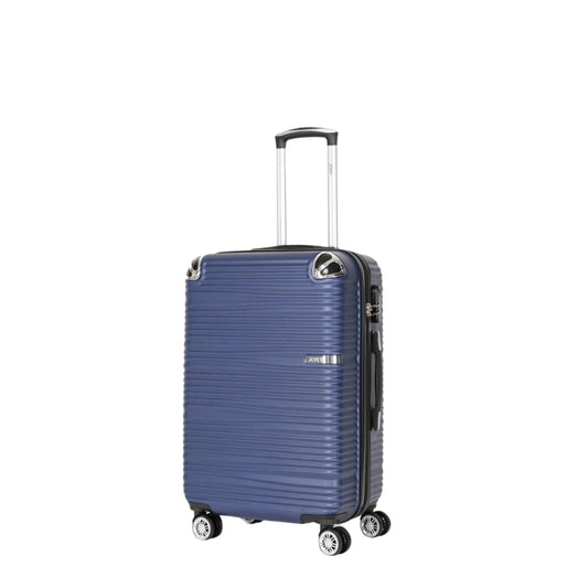 Maleta de Mano JONY Carry On Rigida Resistente Ruedas Giratorias 360 Mango Expandible ABS Candado de Seguridad (azul rayado)