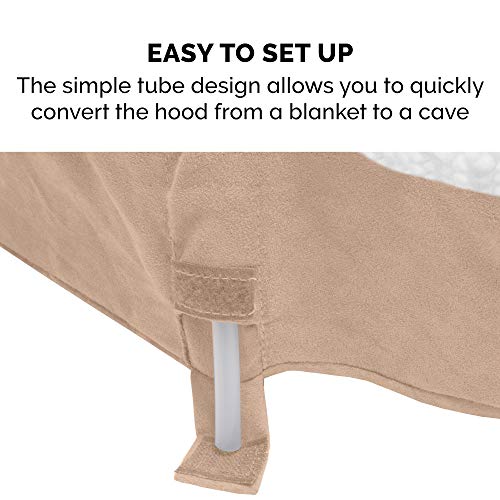 Furhaven Cama para Mascotas para Perros y Gatos, Manta de Sherpa y Gamuza, Cama ortopédica Redonda para Perros, Funda extraíble Lavable a máquina, Color Crema, 26 Pulgadas