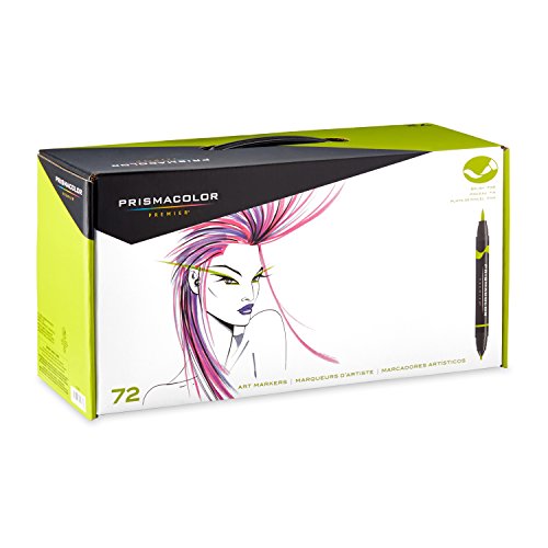 Prismacolor marcadores de arte premier con doble extremos, punta de cepillo y punta fina, set de 72 colores variados (1773303)