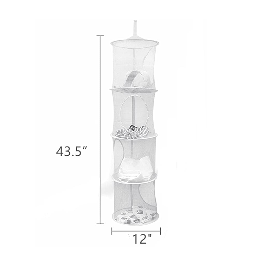 Organizador de almacenamiento de 6 niveles, cesta de almacenamiento de malla colgante de 66 x 11 1/2 pulgadas con ganchos de rosca de 2 pulgadas, cesta plegable para mini juguetes, guantes, chales, sombreros, manoplas, se fija fácilmente a cualquier varil
