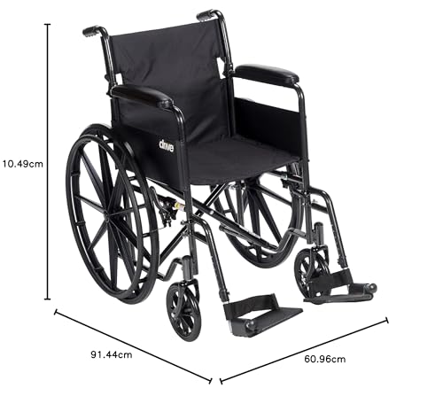 Silla de Ruedas Drive Medical Plata con Brazos Completos y Reposapiés Extraíble