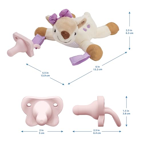 Soporte para Chupete y Mordedor Dr. Brown's Ciervo HappyPaci Rosa para Bebé 0-6 Meses