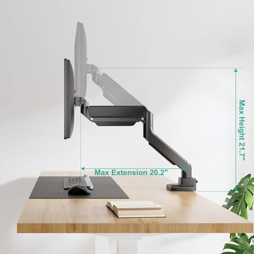 Soporte para Monitor WALI Negro con Brazo Ultra Ancho y Resorte de Gas Ajustable hasta 35 Pulgadas