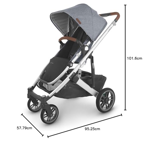 Cochecito UPPAbaby Cruz V2 Gregory melange con sillín de cuero plateado