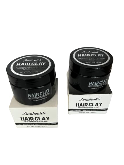 Linahealth Matte Pomade Clay 2 Pack, Pomada tipo Arcilla Acabado Mate para peinar y fijar el Cabello Base Agua 100g / 4 Oz esta arcilla es utilil para modelar tu pelo