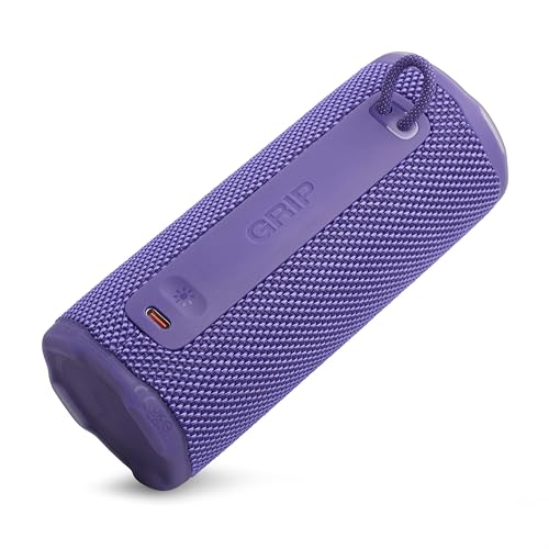 JBL Grip - Altavoz Bluetooth Compacto con Sonido Bold JBL Pro y luz Ambiental, hasta 14 Horas de Tiempo de reproducción, Agua, Polvo y caídas (IP68) y conexión multiparlante con Auracast (púrpura)