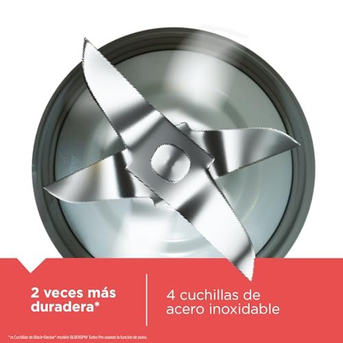 BLACK+DECKER Licuadora Ice Crush, 8 Velocidades + Pulso, 4 Cuchillas Acero Inoxidable, 700 Watts, Jarra de Vidrio 1.25Lts, BL0876-2SDLA