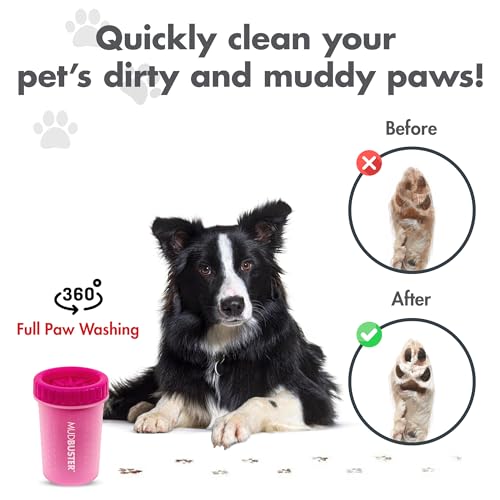 Dexas MudBuster Limpiador portátil para patas de perro, Rosado, Mediano