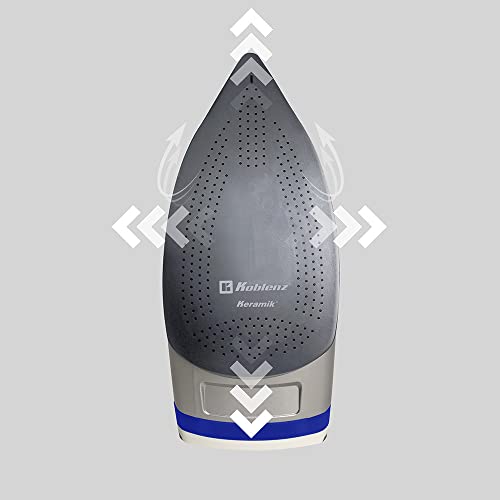Plancha de Vapor Koblenz Azul Plata con Suela Cerámica y Antisarro de 1800W