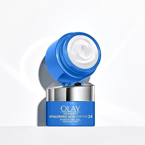 Olay Regenerist Hyaluronic + Peptide 24 Gel Face Moisturizer, Fragrance-Free, All Skin Types, Trial Size 0.5 oz