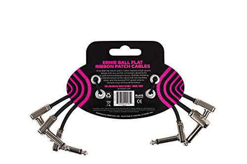 Ernie Ball - Cable de conexión de cinta plana de 6 pulgadas, paquete de 3