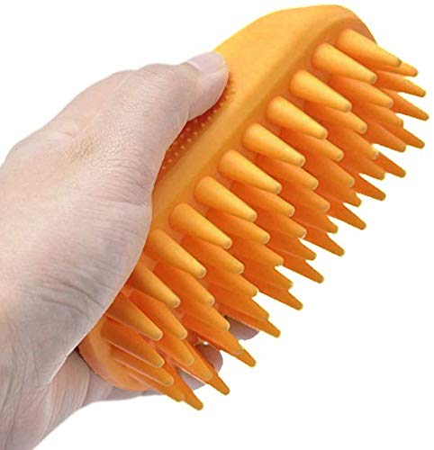 Cepillo de Aseo para Mascotas - Herramienta Deshedding para Perros y Gatos, Set de Cepillos de Baño y Masaje Antideslizantes para Pelo Largo y Corto, Pequeños y Grandes Animales (Naranja)